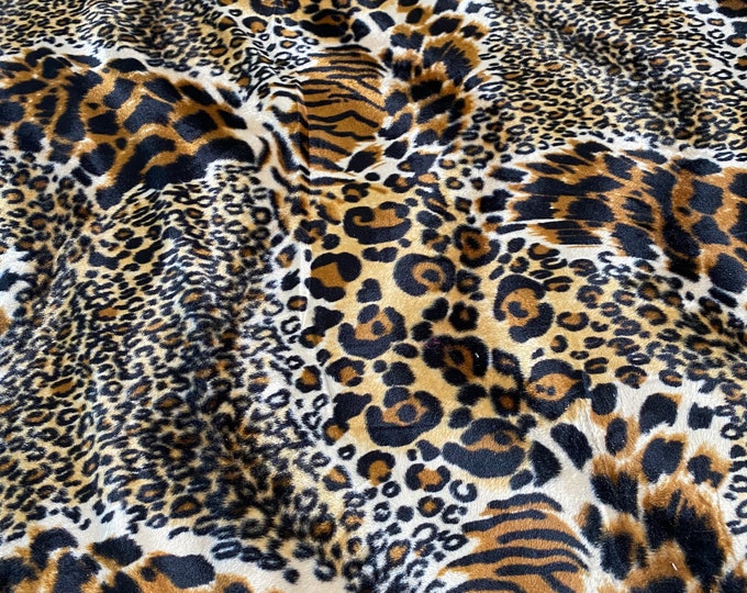 Mixed Animal print Velboa Fabric BY THE YARD 60" Wide