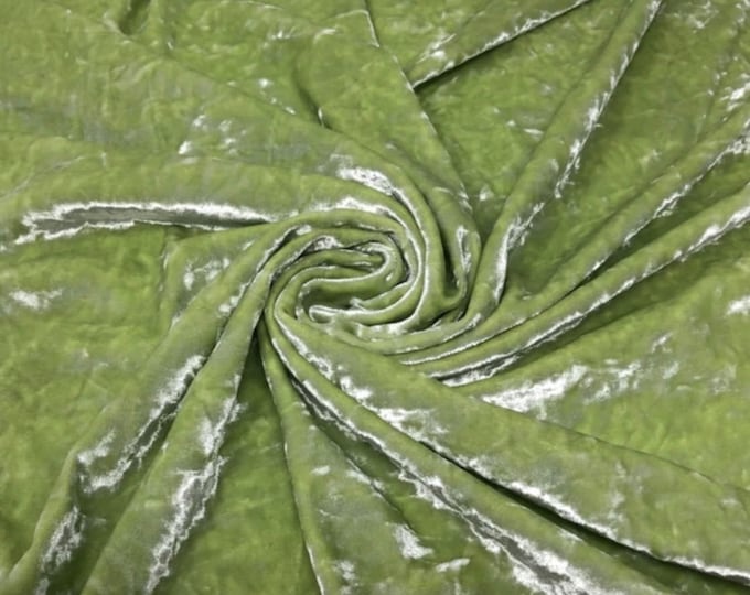 Lime Stretch Ice Velvet  crushed Fabric by the yard