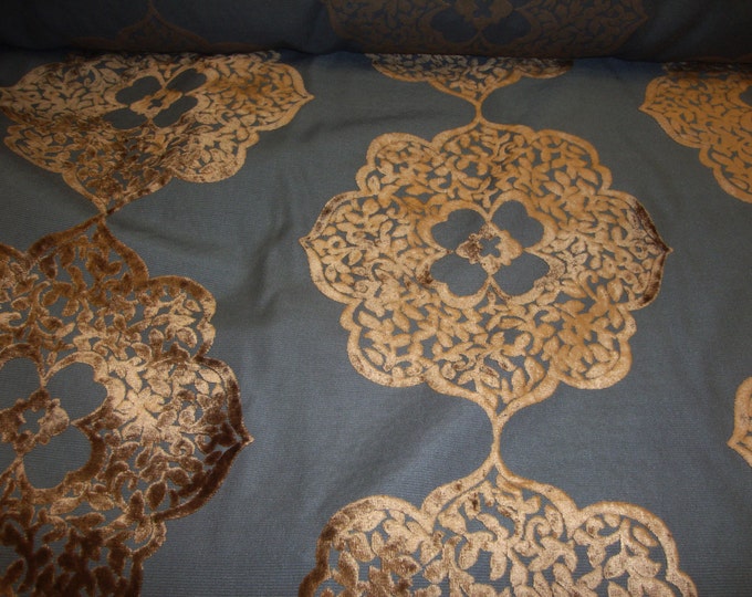 Mink Burn Out Floral Velvet Upholstery and Drapery fabric per yard
