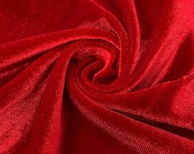 Red Two way stretch velvet spandex fabric 60" Wide