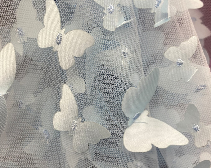 Taffeta Butterfly /on sheer FABRIC /58" Wide by the yard -Ivory