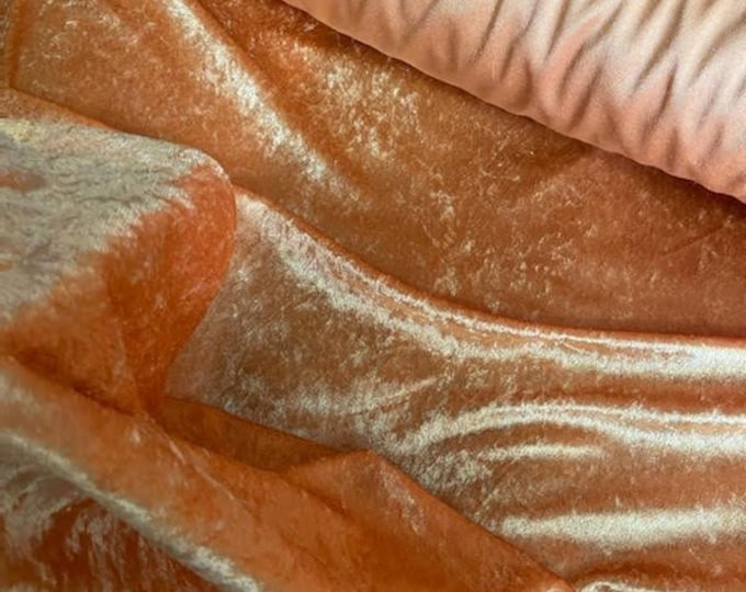 Velvet panne crushed backdrop velour stretch fabric 60" wide Light Orange