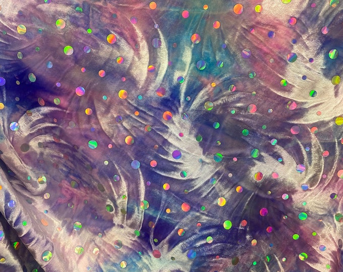 Stretch Velvet tie dye multi color dance fabric by the yard 60" Wide