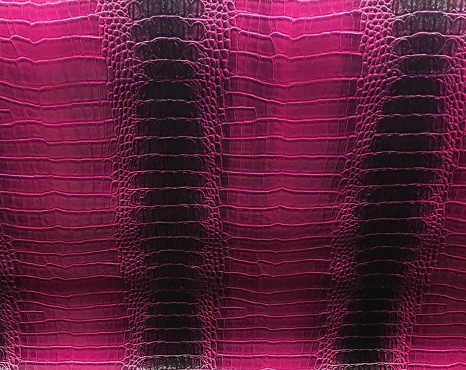 Vinyl Leather Crocodile Nile Magenta  embossed upholstery fabric sold per yard 54" Wide