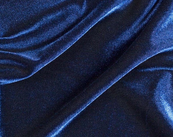 Navy Stretch Velvet Fabric By The Yard | 58’’ wide
