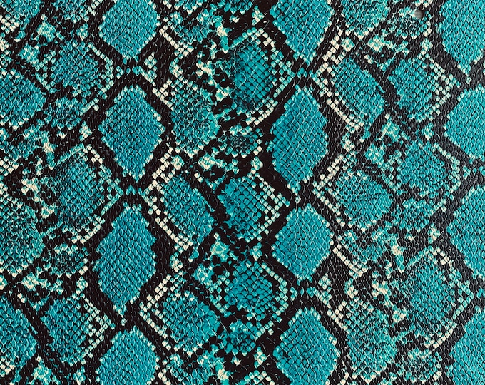 Turquoise Cobra Snake Embossed vinyl fabric sold by the yard 54” wide