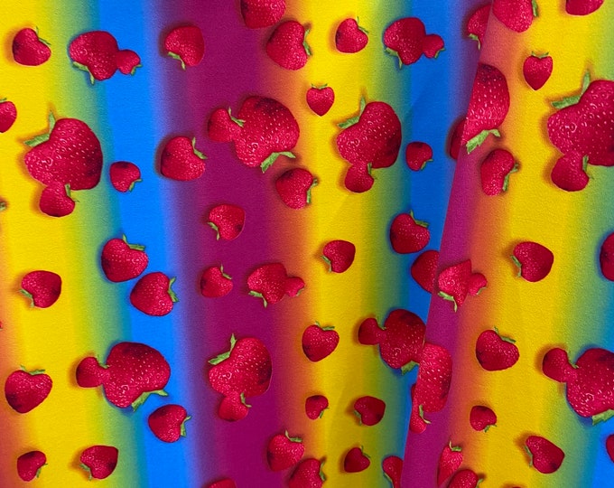 Stretch Spandex strawberry multi print fabric yard