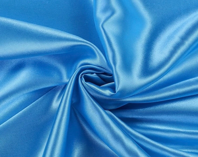 Turquoise Charmeuse Satin polyester fabric 60" Wide Silky Shinny by the yard