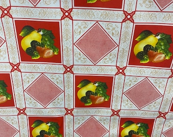 Mantel de vinilo plástico con forma de fruta Red Diamond, de 53 pulgadas de ancho, cortado a medida