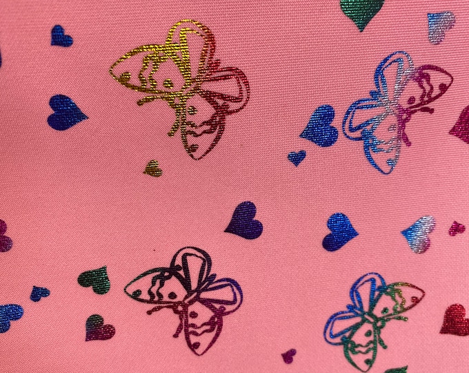 Pink Scuba stretch on foil Butterfly  60" Wide