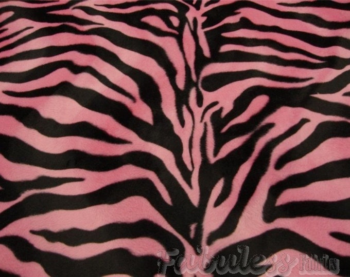 pink Zebra Velboa Animal print Drapery Upholstery Fabric BY THE YARD 60" Wide