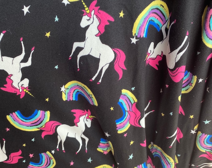 Unicorn print two way stretch nylon spandex clothing, costume, activewear fabric by the yard