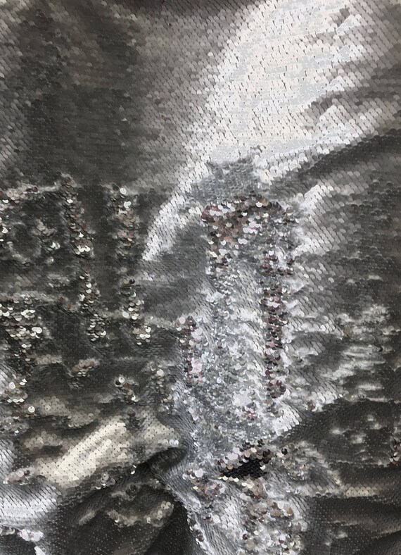 silver fabric for dresses Metallic Silver Clustered Sequin Fabric
