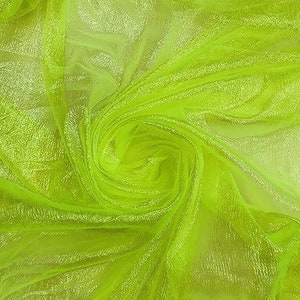 Neon yellow Crush Iridescent Shimmer Organza, 45&quot; Wide, Sells by the Yard