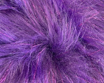 Purple Sparkle Faux fur pile Upholstery Fashion Decor Arts & Crafts Bedding fabric By The YARD