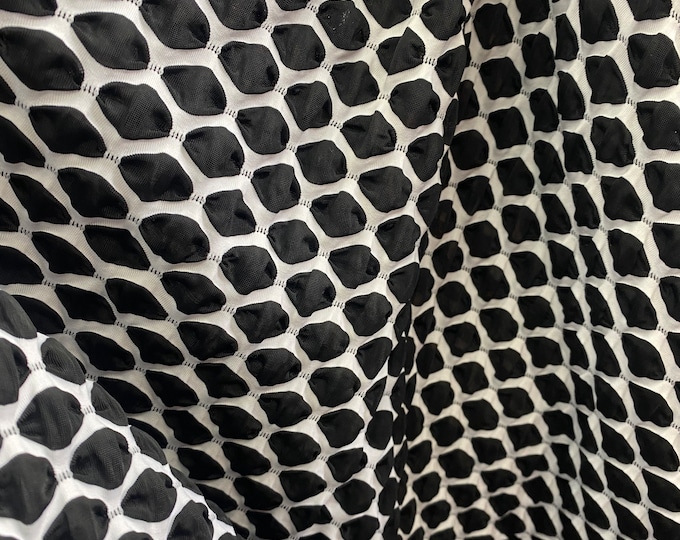 White geometric spandex 4-way stretch 58/60” Sold by the YD