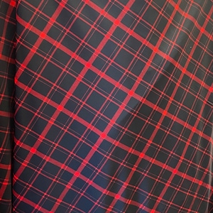 plaid Spandex red 4 way stretch  fabric by the yard 58&quot; wide