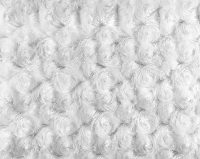 White Rosebud floral fur soft fabric BY THE YARD 60" Wide
