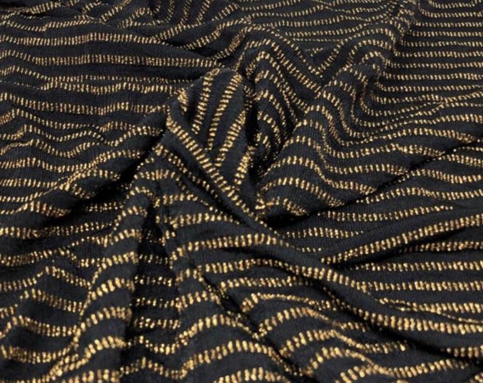 Gold  LSV Multi Striped Metallic stretch Jersey Draping, Curtains, Appeal Dresses