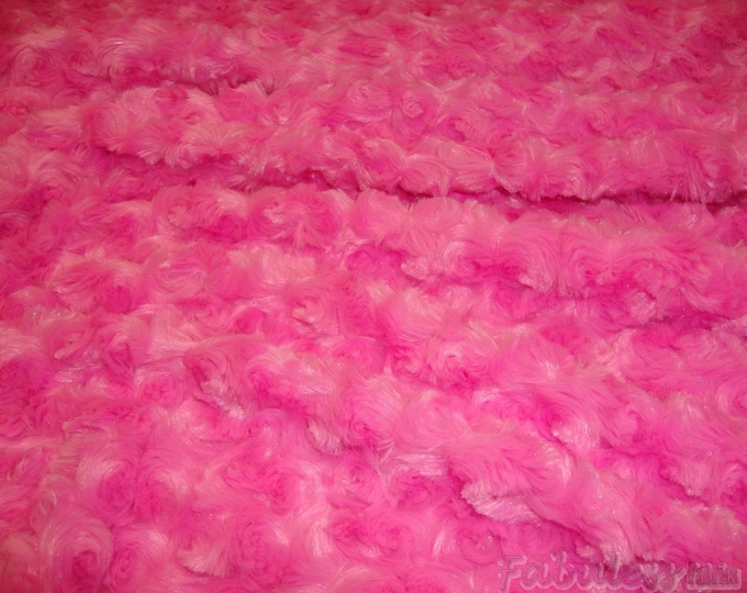 Minky Hot Pink Rose Bud  fabric per yard