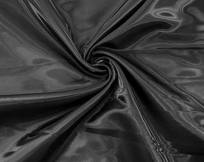 Black Liquid glossy Bridal prom Satin prom dress fabric per yard