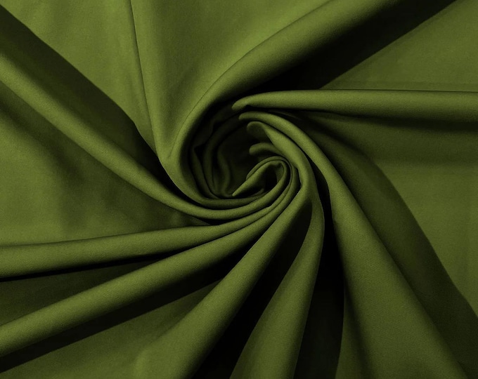 Olive dull matte 4 stretch bridal Crepe woven Fabric 60" Wide Sold By the yard