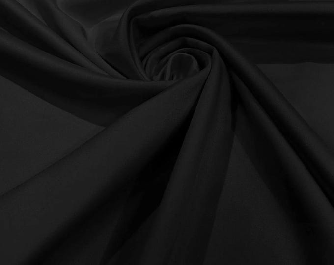 Black Lamour Dull matte Bridal Satin fabric per yard