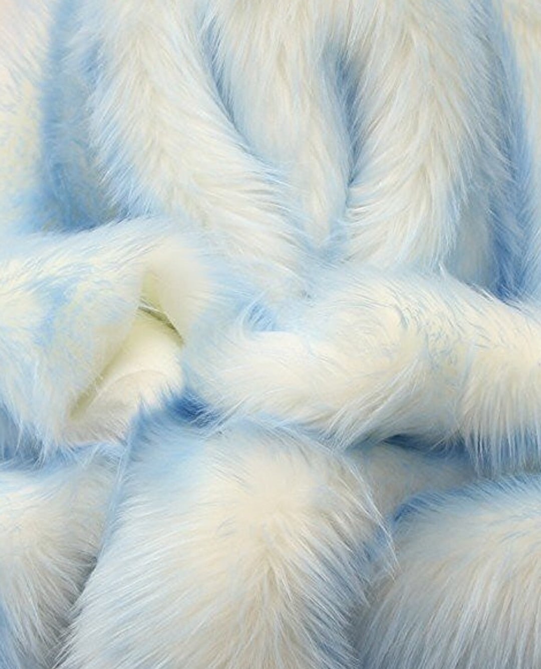 Faux Fur Fake White With Baby Blue Frosted Tips Fabric 60  display picture 2
