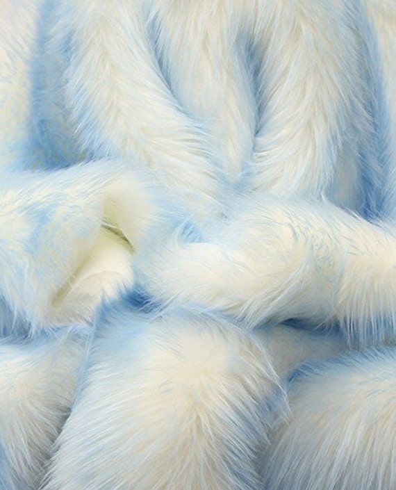 Faux Fur Fake White With Baby Blue Frosted Tips Fabric Etsy