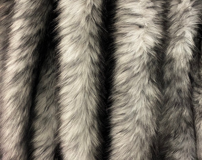 Dark Gray husky faux Synthetic Fur upholstery Fabric by the yard 60" wide