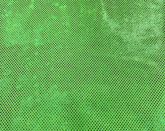 Lime Shattered Glass Holographic Spandex Fabric – 4 Way Stretch Metallic Dancewear Costume Fabric by the Yard