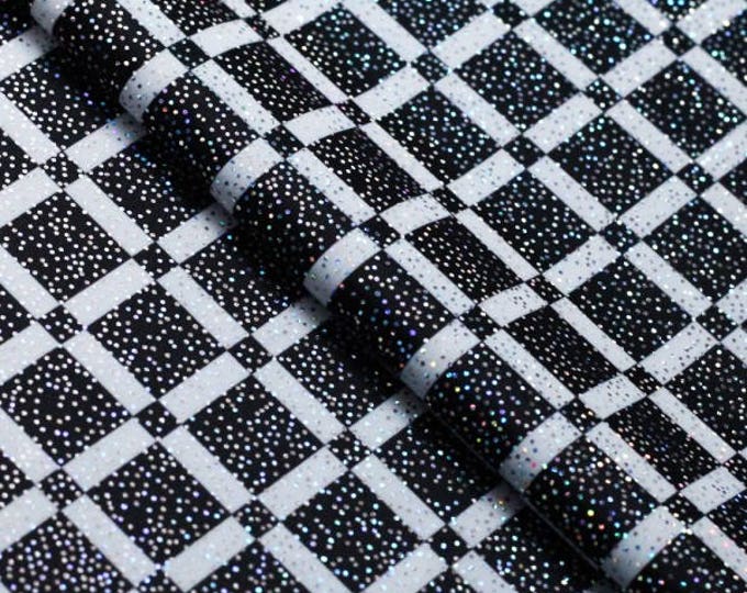Black white 50's check with foil Nylon SPandex dance swimsuits 4 way stretch 58" wide  Sportswear Athletic yoga pants 5 yards