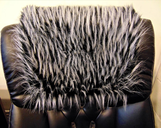 Fur faux ,Wolf,  Black and white, 14x30, Sofa, Loveseat, Chaise, Theater Seat, RV, Chair, Headrest Pad, Recliner Head Cover, Protector