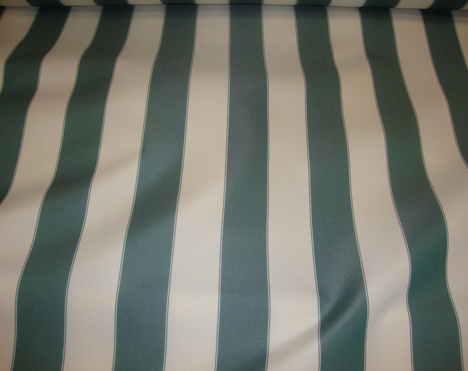 Outdoor Hunter Green Ivory Striped Waterproof  Canvas fabric 60" 600 Denier wide per yard