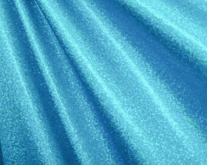 Turquoise Mystique Spandex Fabric – 4-Way Stretch Shiny Metallic Dancewear, Swimwear, Costume Fabric by the Yard