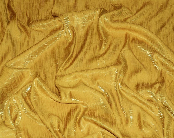 Gold Shimmer Iridescent Satin Fabric – Glossy Silk-Like Material | Luxury Fabric by the Yard for Dresses