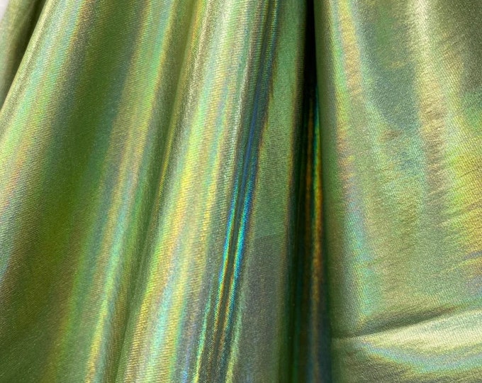 Spandex , Iridescent Green swimsuit custom fabric per yard 60" Wide