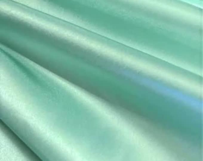 Mint Bridal Satin Fabric by the Yard Smooth  Lustrous Dressmaking Material – 60” Wide – Perfect for Gowns, Bridesmaid Dresses