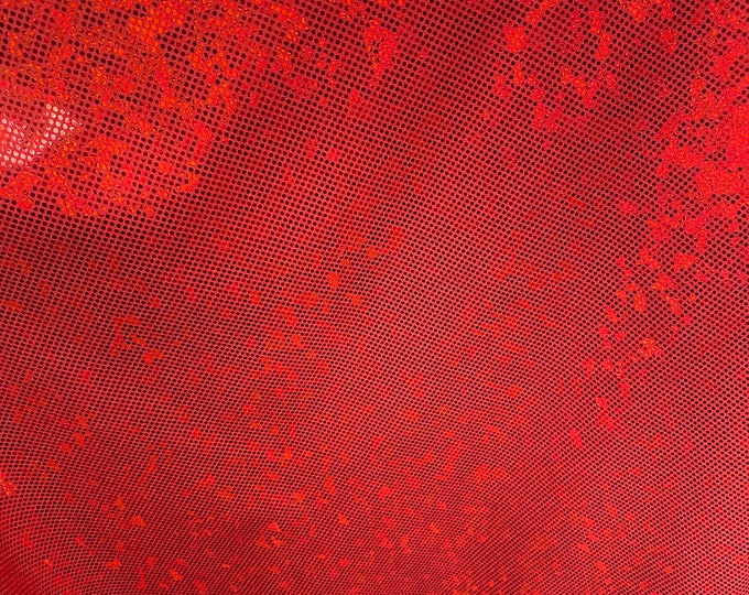 RED shattered Metallic Spandex Hologram fabric per yard