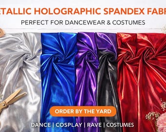 Stretch foil Spandex Black Metallic  fabric per yard 60" wide
