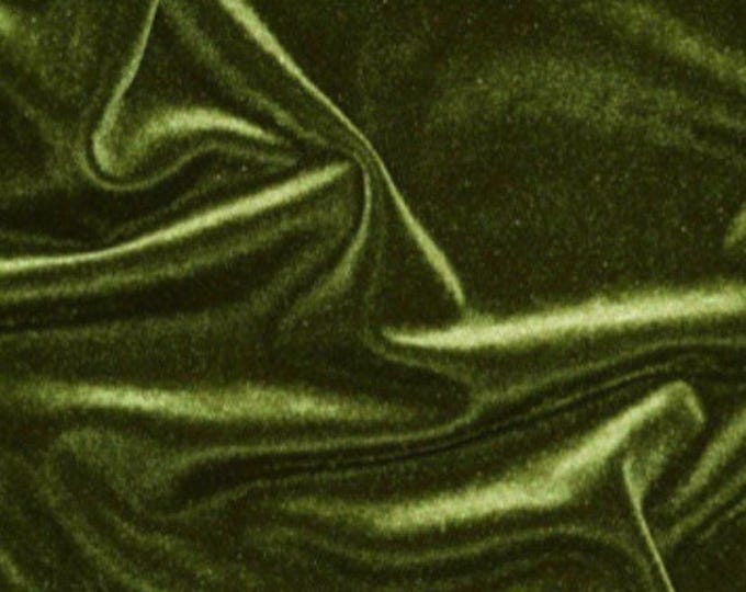 Olive Green Stretch Velvet Fabric | Soft 4-Way Stretch | Costumes, Dancewear, Crafts by the Yard