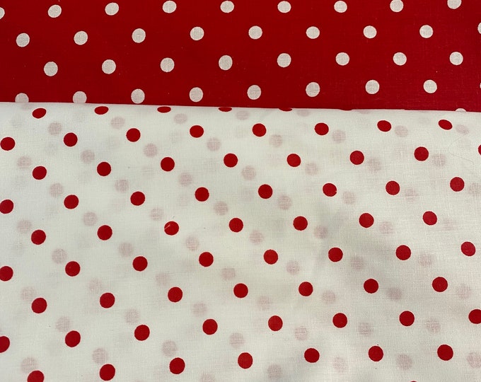 Polka dot 1/3” Polycotton Fabric by yard  58" wide
