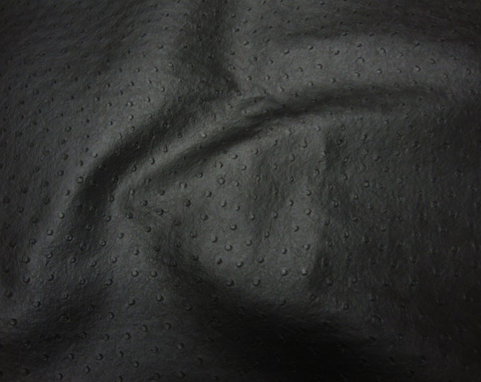 Vinyl faux leather Black Matt Ostrich Upholstery Vinyl fabric by the yard