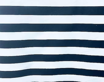 Navy/White stripe Poly cotton 1" stripe Sold by yard  POLYCOTTON 58" wide