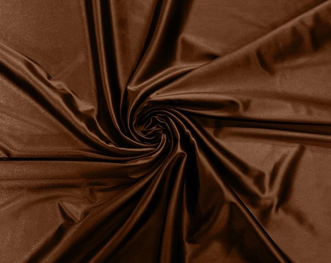 Brown Stretch Satin spandex Fabric Bridal Dress 58” Wide sold by The Yard