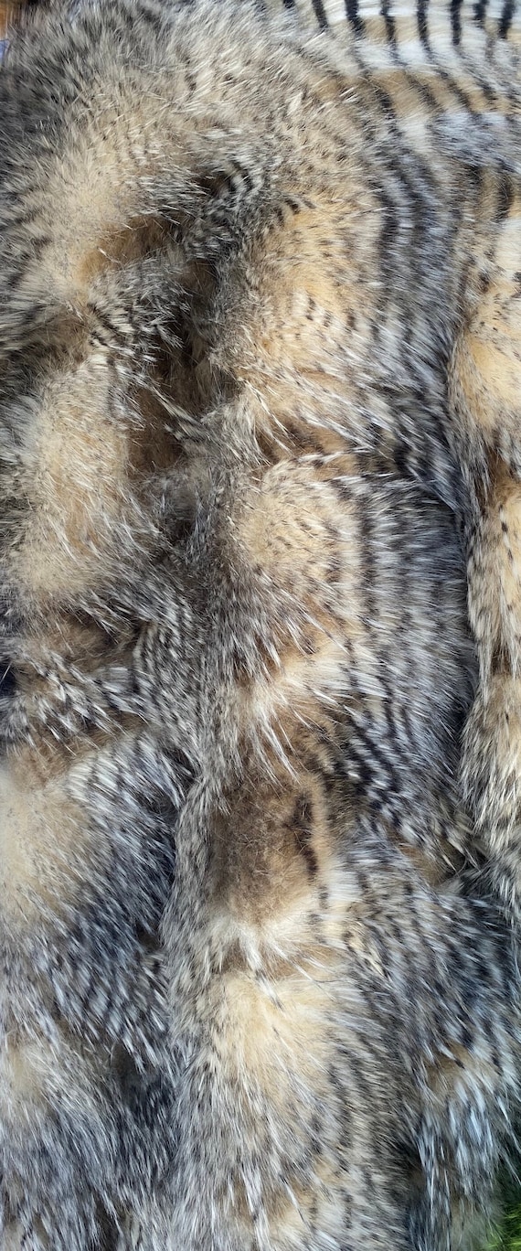 Brown beige fancy feather long hair faux fur upholstery fabric by the yard 60” wide