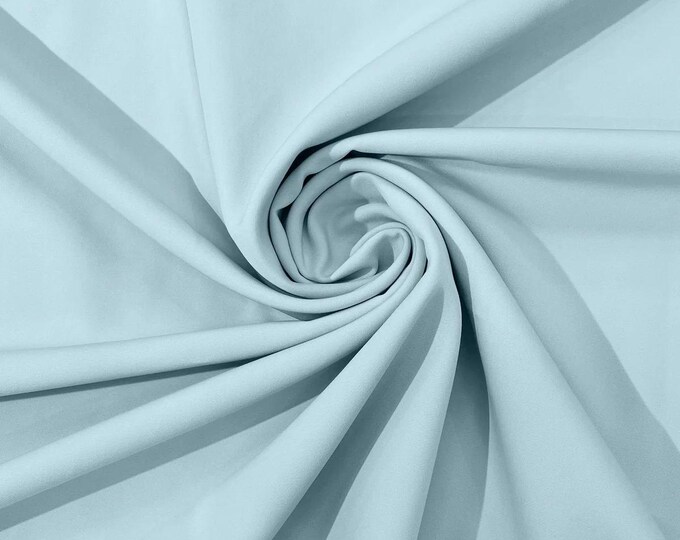 Light Blue dull matte 4 stretch bridal Crepe woven Fabric 60" Wide Sold By the yard