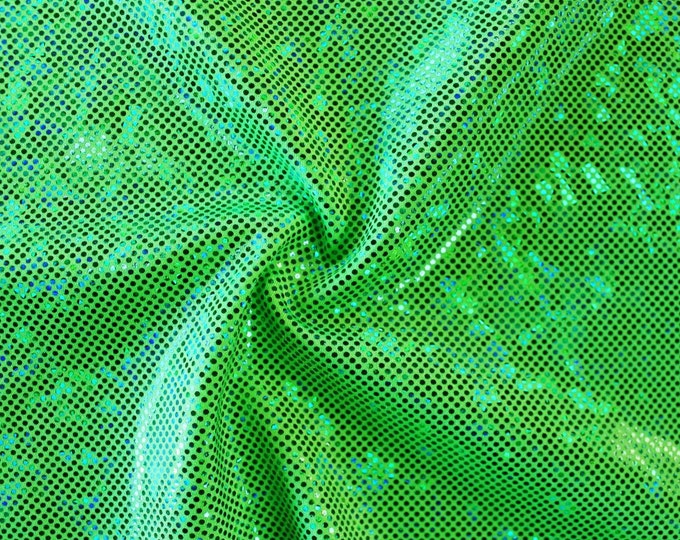 4-Way Stretch Lime Broken Glass Spandex Metallic foil scales Fabric by the yard
