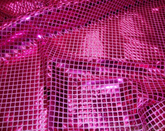 Fuchsia Square Sequin Drapery Fabric by the yard