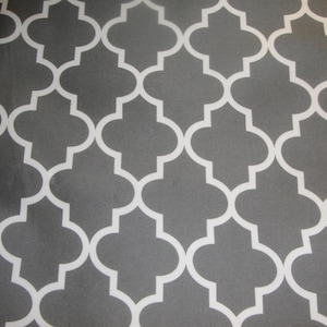 Outdoor Upholstery Moroccan White on Grey Waterproof Outdoor Canvas fabric 60&quot; 600 Denier wide per yard